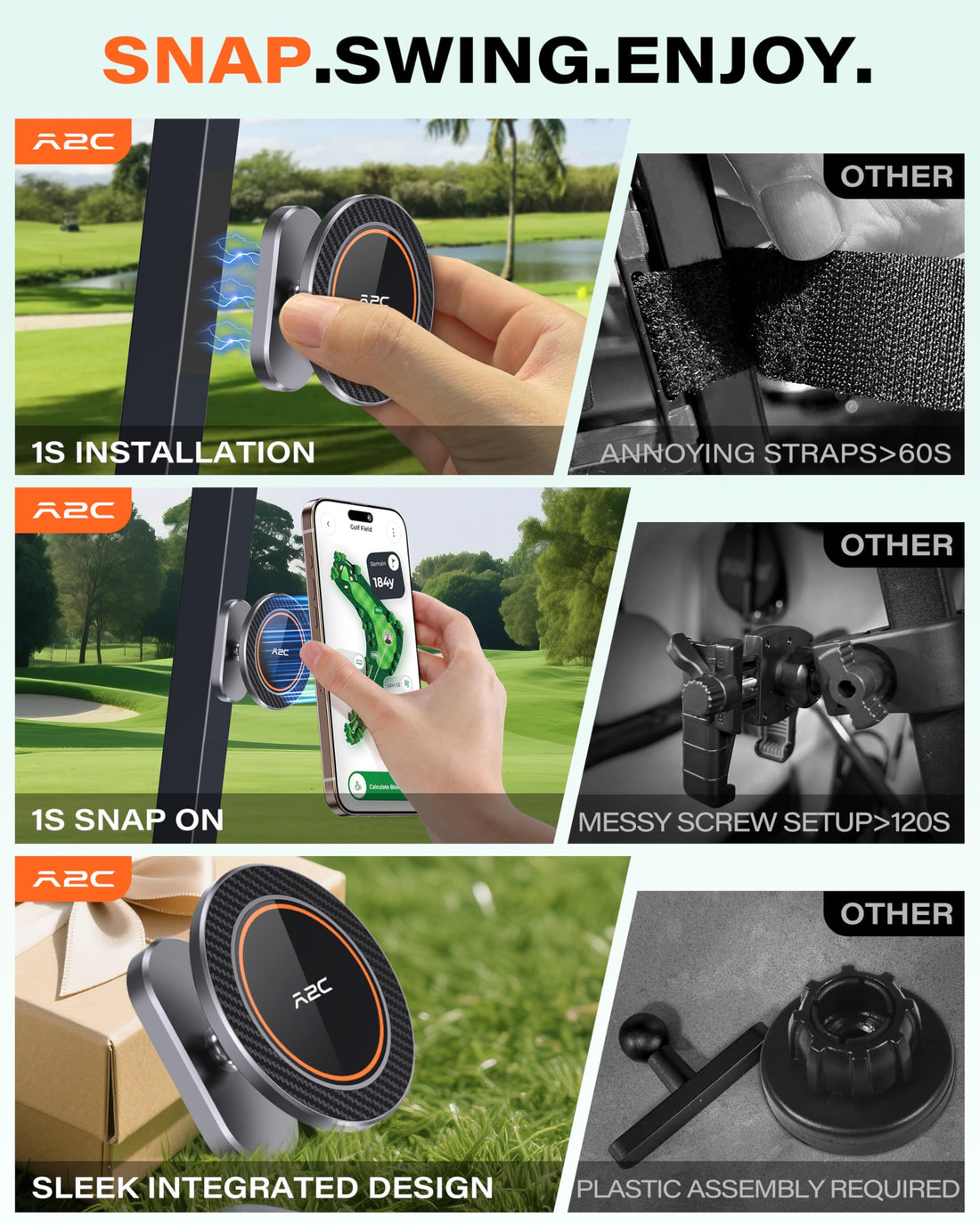 Magnetic Golf Cart Phone Holder
