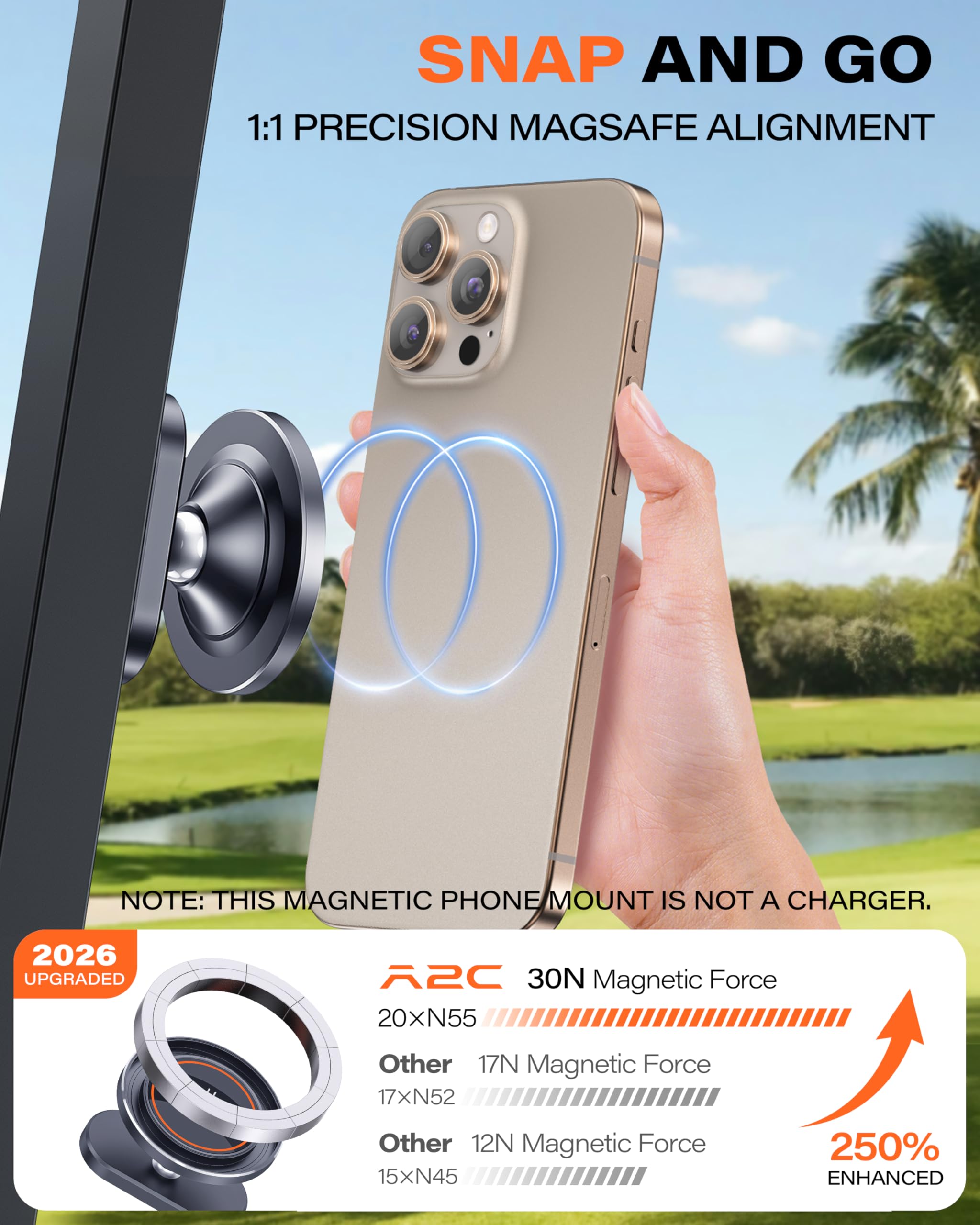 Magnetic Golf Cart Phone Holder