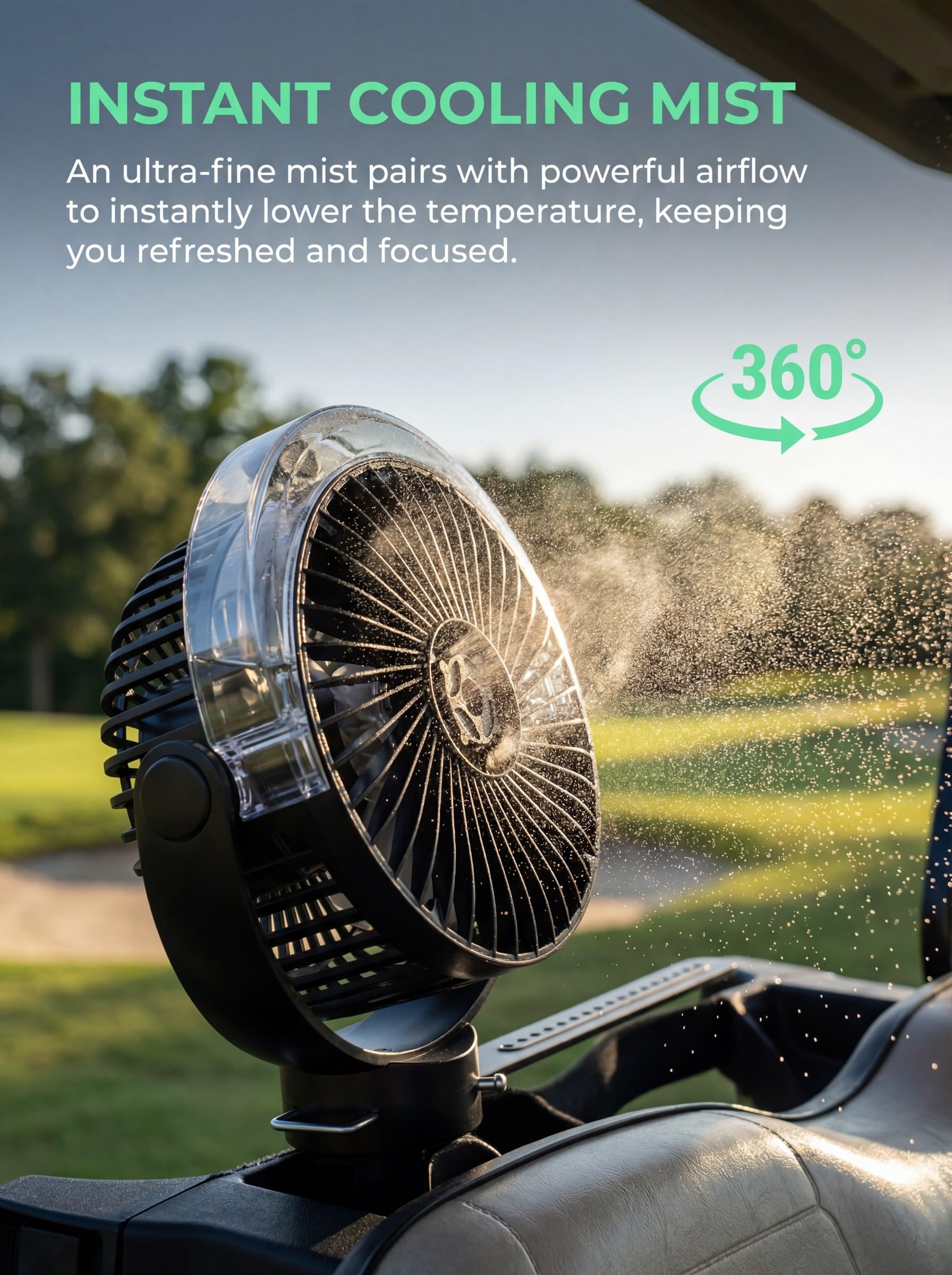 Magnetic Golf Cart Misting Fan