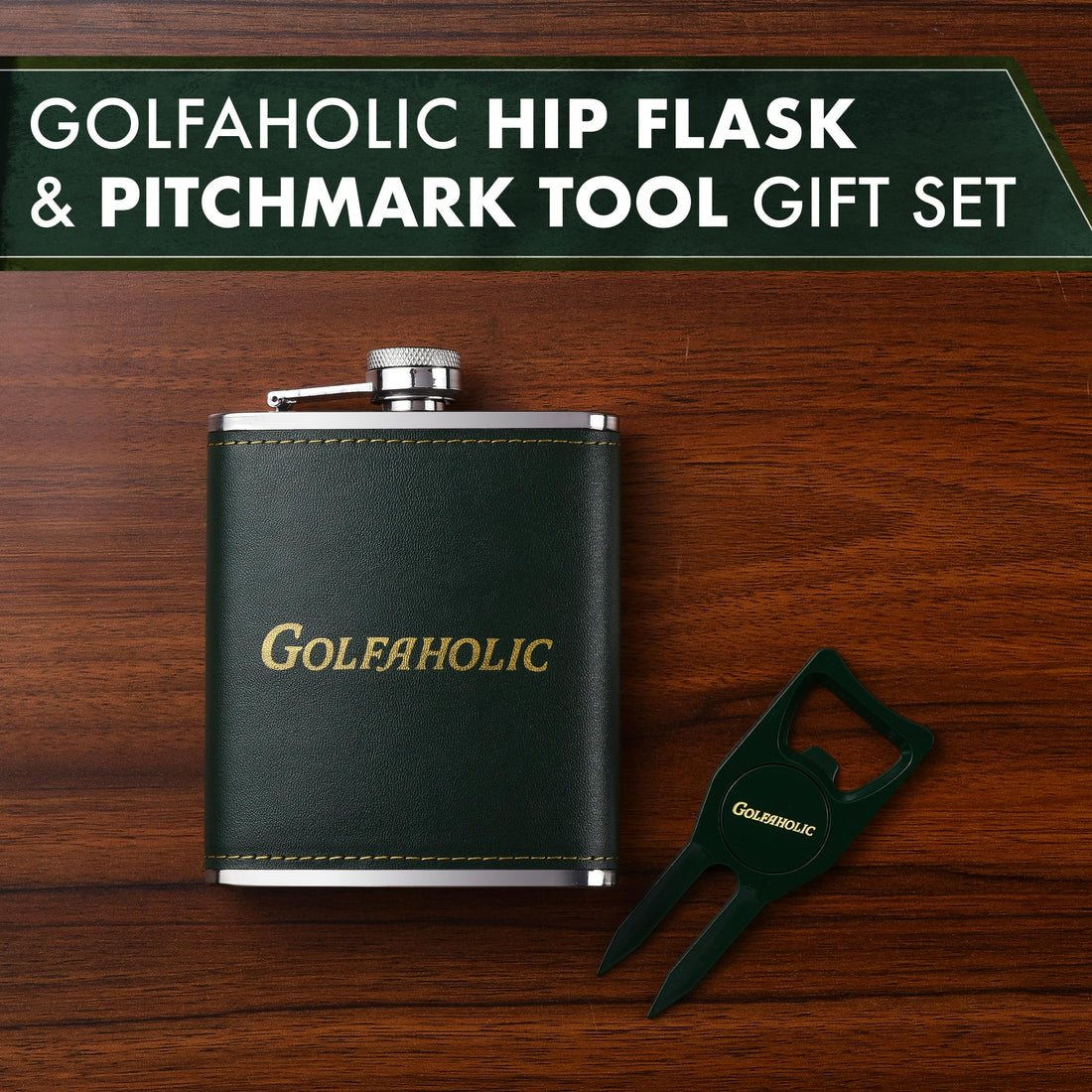 Hip Flask & Divot Tool Set