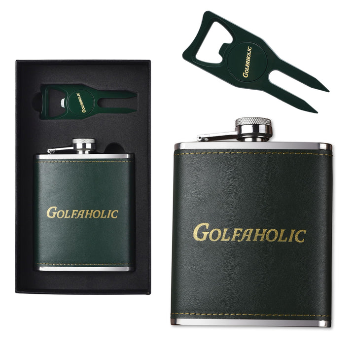 Hip Flask & Divot Tool Set