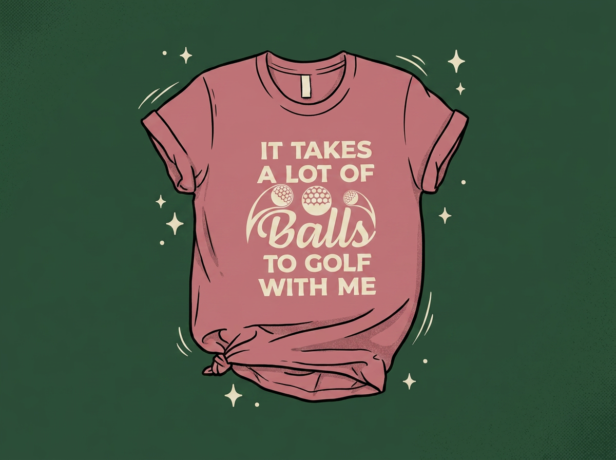 Cartoon it-takes-a-lot-of-balls-to-golf-with-me-t-shirt