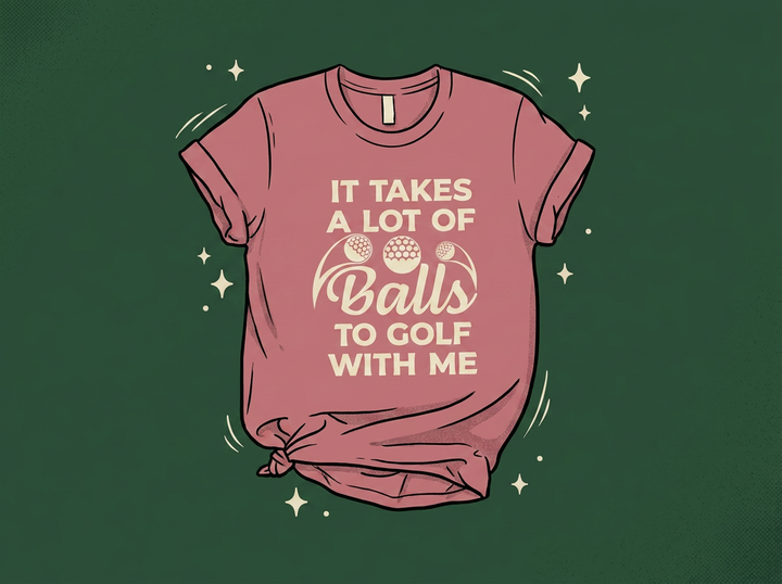 Cartoon it-takes-a-lot-of-balls-to-golf-with-me-t-shirt