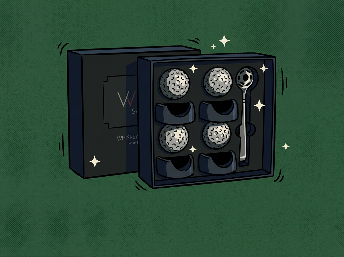 Cartoon golf-ball-shaped-stainless-steel-whiskey-stones