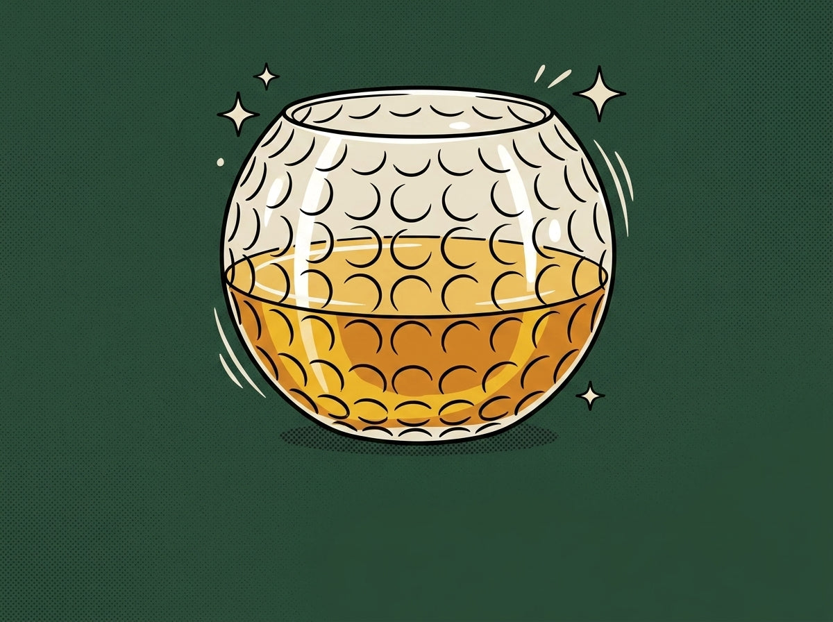 Cartoon golf-whiskey-glasses-15-oz-golf-ball-shaped