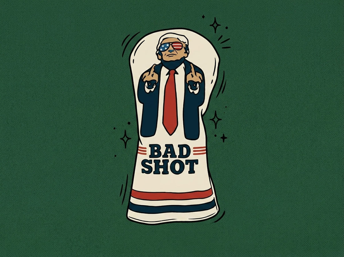 Cartoon funny-golf-head-covers-trump-bad-shot-driver-fairway-wood-pu