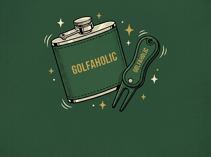 Cartoon shanker-golf-hip-flask-divot-tool-golf-gift-set-golfaholic-h