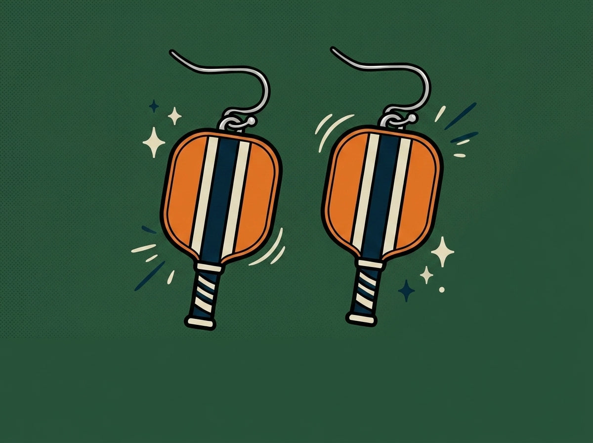Cartoon epoxy-pickleball-paddle-earring