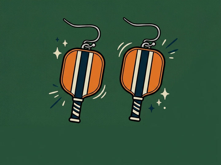 Cartoon epoxy-pickleball-paddle-earring