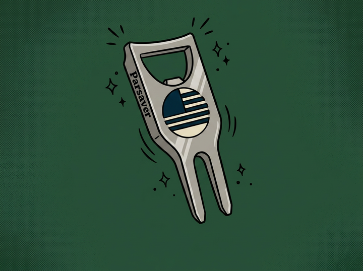 Cartoon parsaver-players-golf-divot-repair-tool-usa-american-flag-st