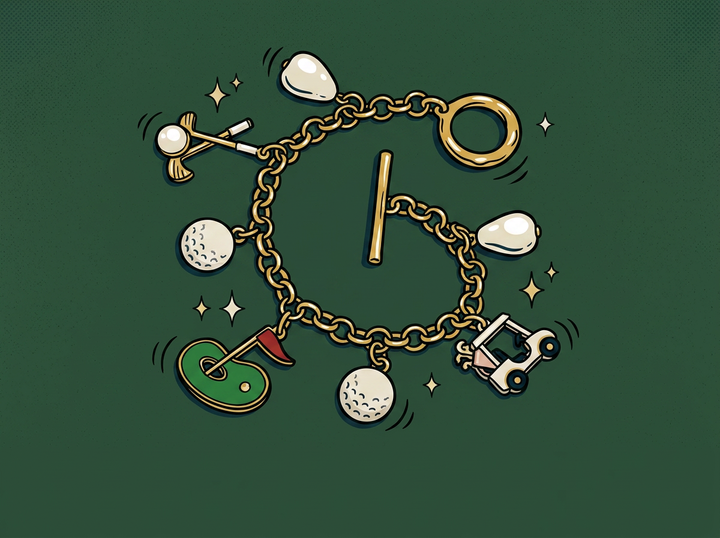 Cartoon sport-theme-multi-charm-toggle-bracelet-golf