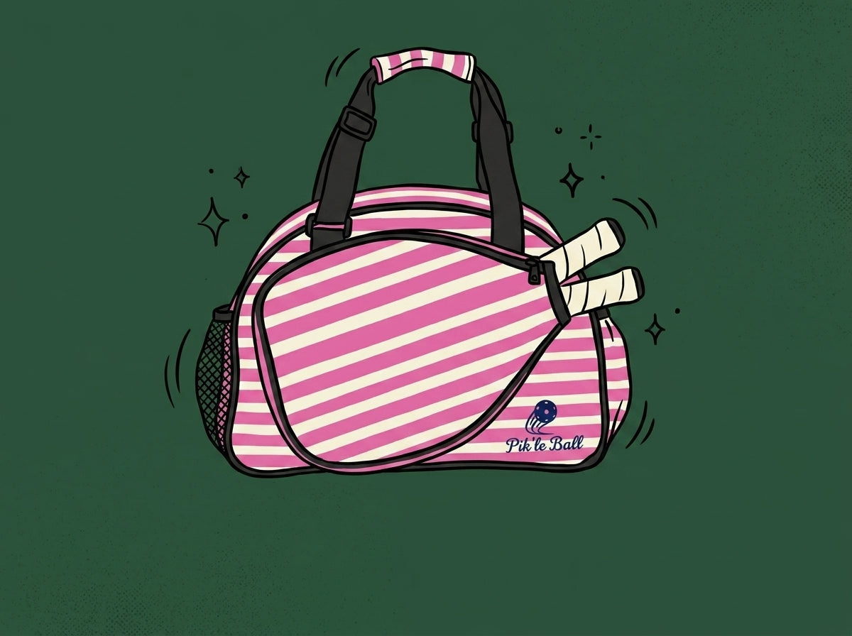 Cartoon stylish-stripe-pink-premium-womens-pickleball-bag