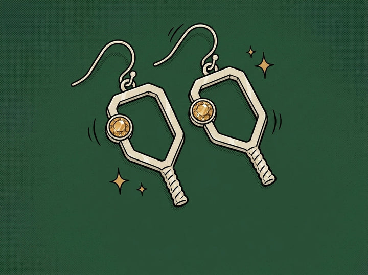 Cartoon sport-theme-earring-pickleball