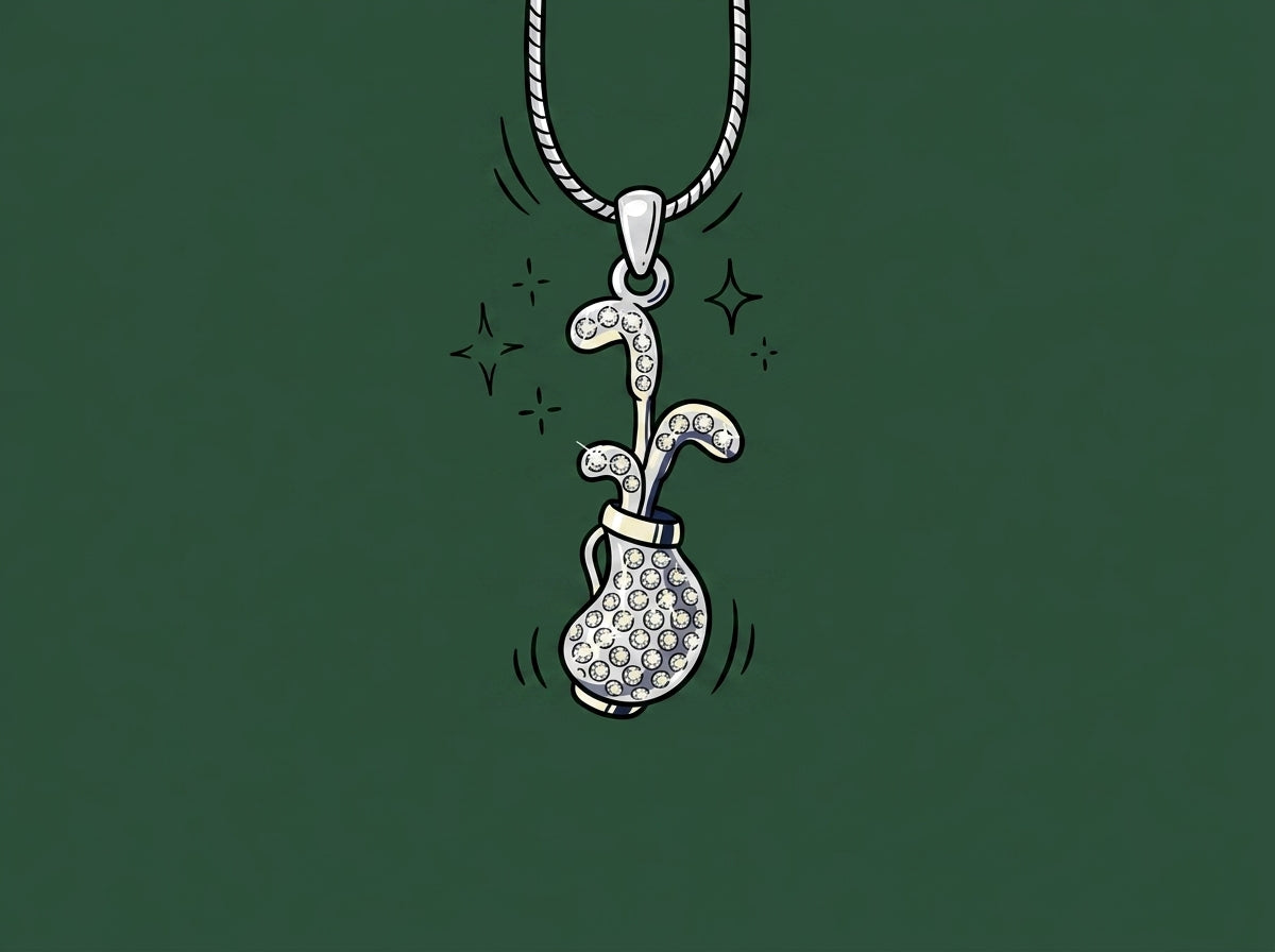 Cartoon made-in-korea-whitegold-plating-crystal-golf-bag-pendant-nec
